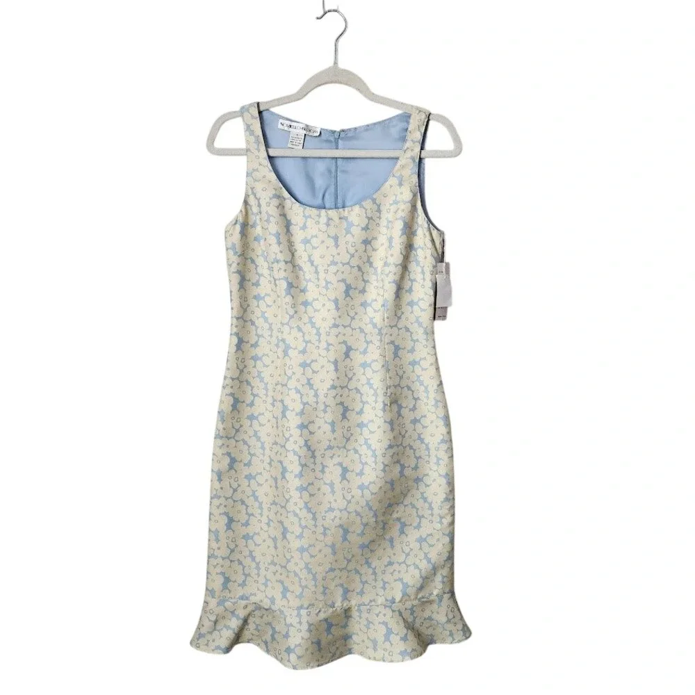 NOVELLO BLOOM 90s‎ Floral Mini Dress Pastel Blue Coquette Size 4 NEW - Picture 2 of 10